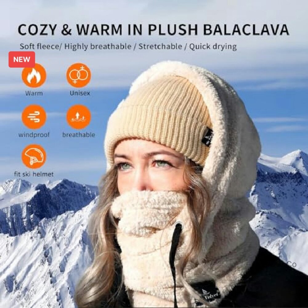 Ultralight Fleece Balaclava Ski Mask Wind-Resistant Winter Face Cover Unisex - Picture 4 of 8